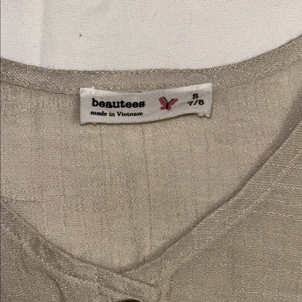 Beautees Cream Button-Front Ruffle Sleeve Top - Picture 2 of 3
